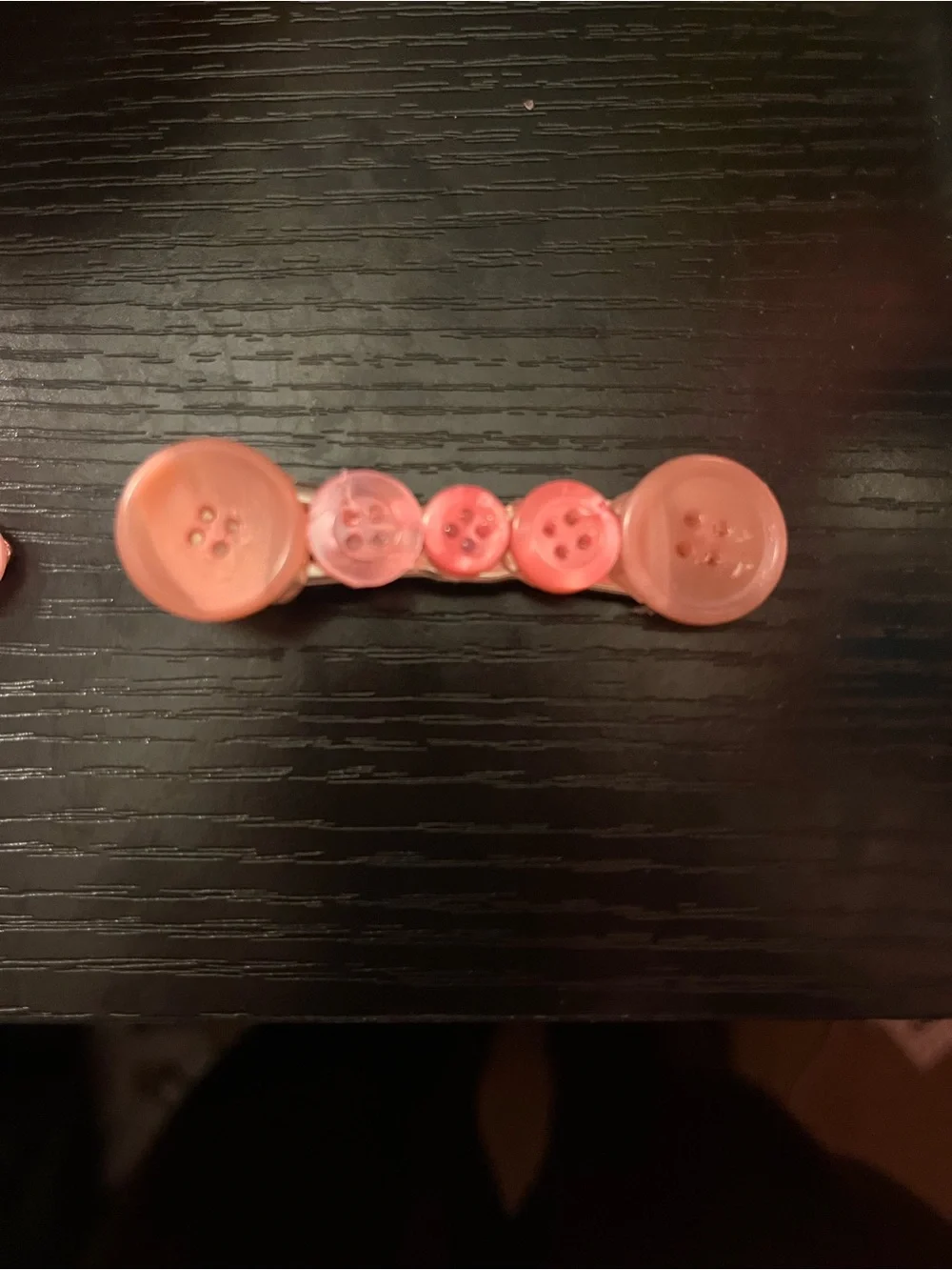 Handmade Button Accent Hair Clips - Pink Set